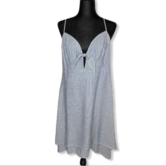 Rails August Bow Tie Dress in August Blue Chambray Pinstripe NWT size Large - Picture 6 of 14